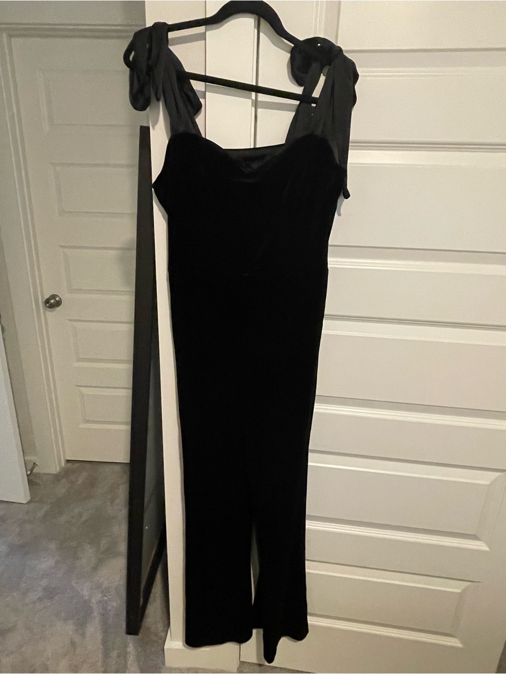 Black Velvet Tie-Shoulder Jumpsuit